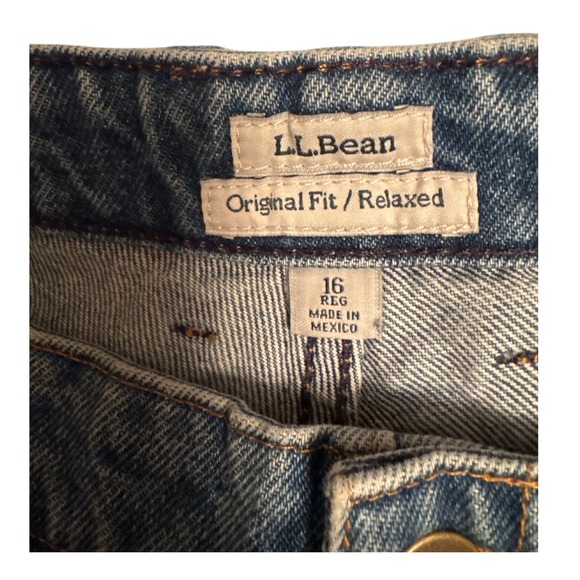 LL Bean Relaxed Fit Elastic Waist Jeans Womens‎ Size 16 Blue Denim Pants - Picture 4 of 8